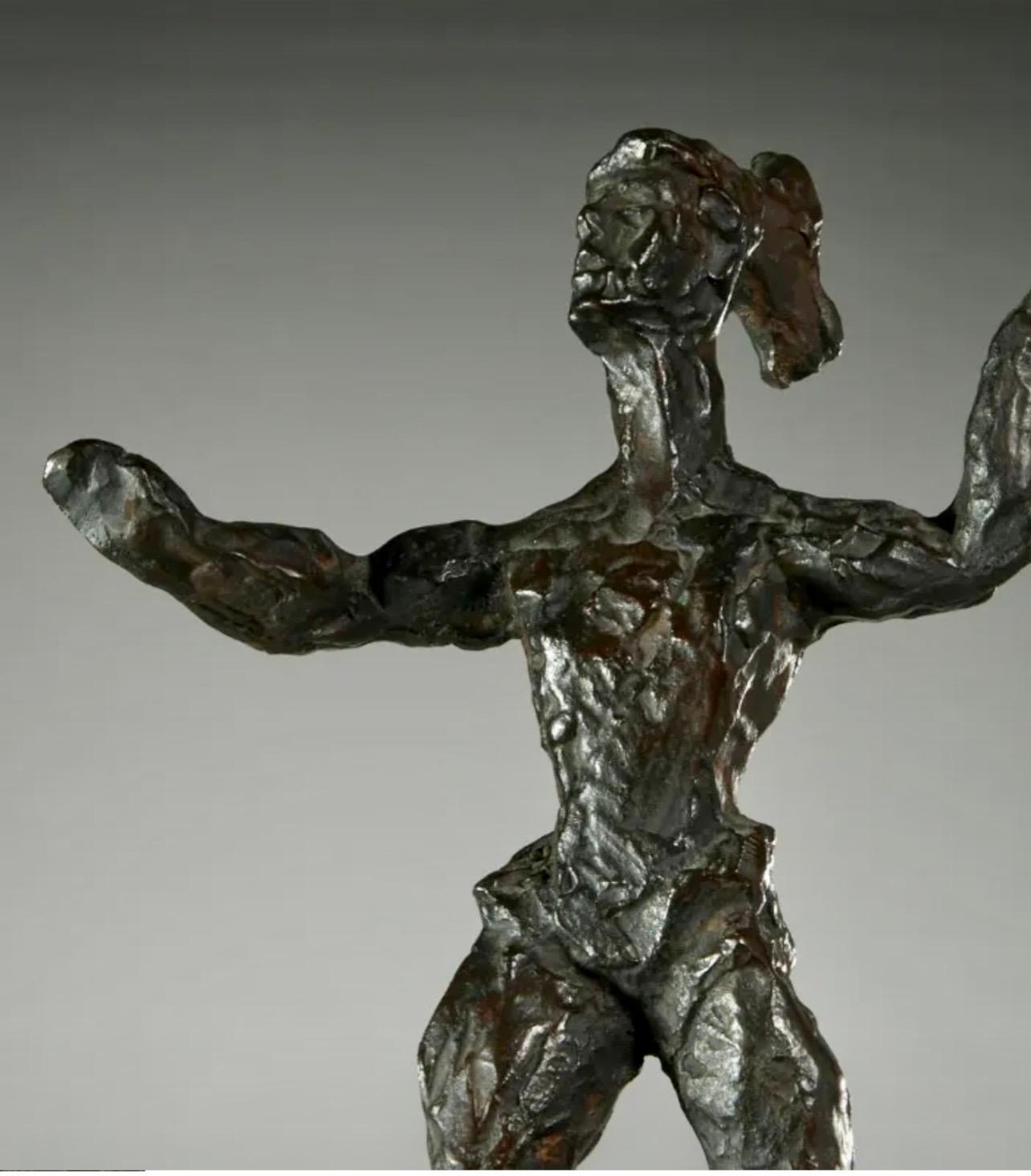 Große Chaim Gross Mid Century Mod Bronze-Skulptur Zirkusakrobaten WPA Künstler im Angebot 7