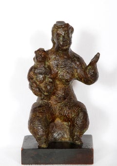Mother and Child, Modern Bronze Sculpture by Chaim Gross