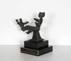 Mother Playing, Bronze and Wood Sculpture by Chaim Gross
