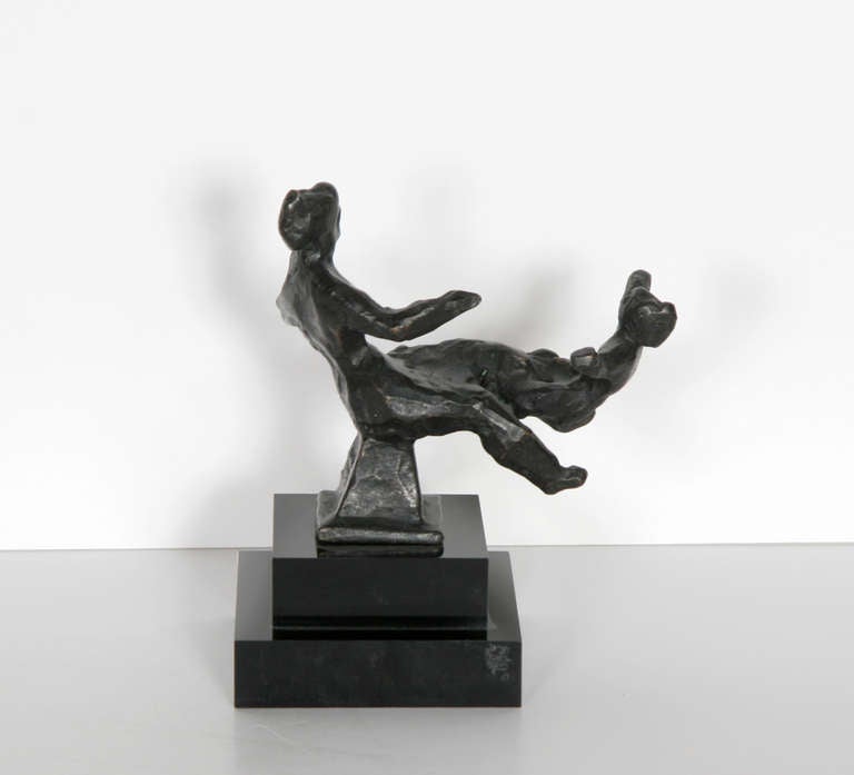 Mother Playing, Bronze and Wood Sculpture by Chaim Gross For Sale 1