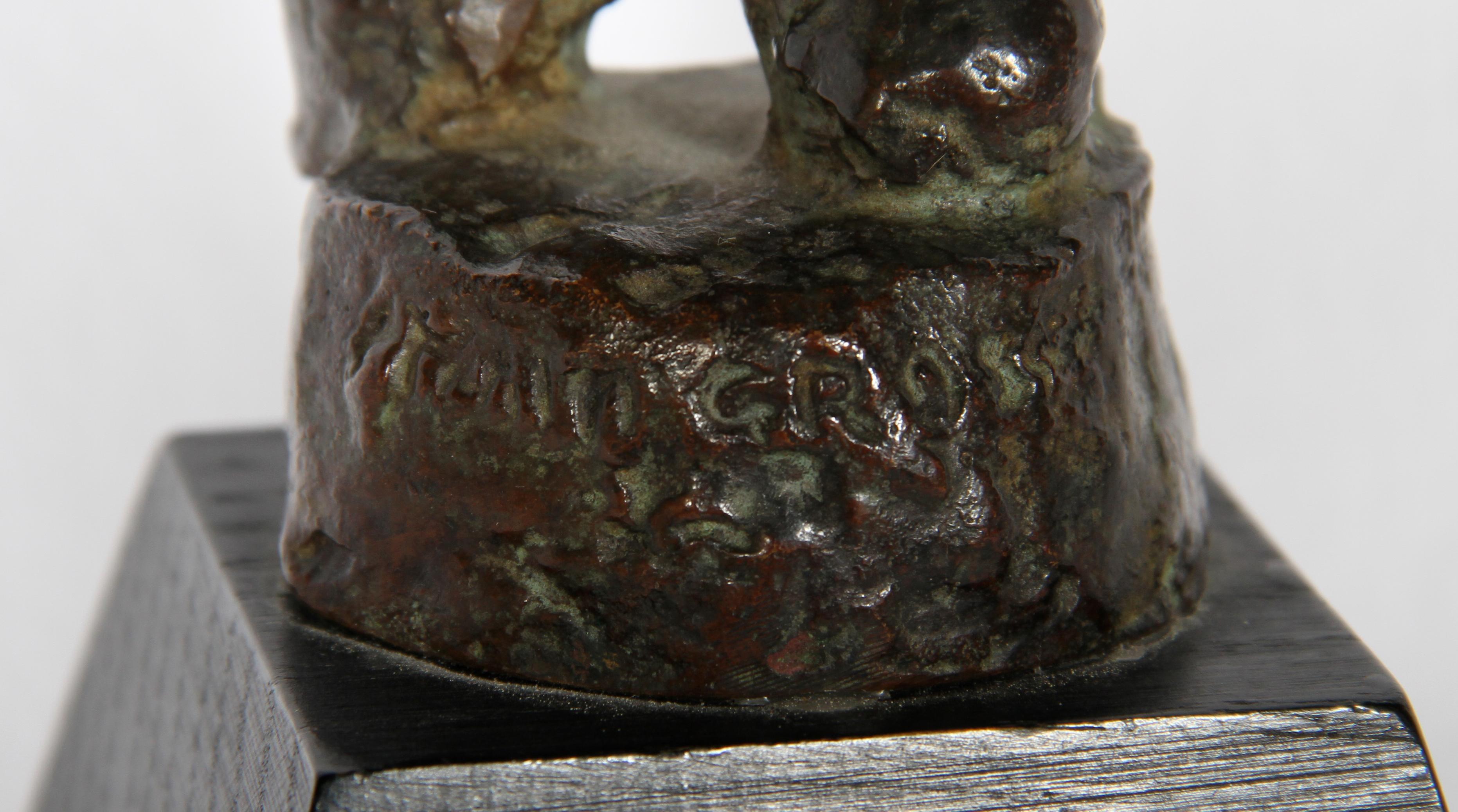 Artist: Chaim Gross, Austrian (1904 - 1991)
Title: Standing Woman
Medium: Bronze Sculpture, signature inscribed
Size: 7.5 x 3.5 x 3.5 in. (19.05 x 8.89 x 8.89 cm)