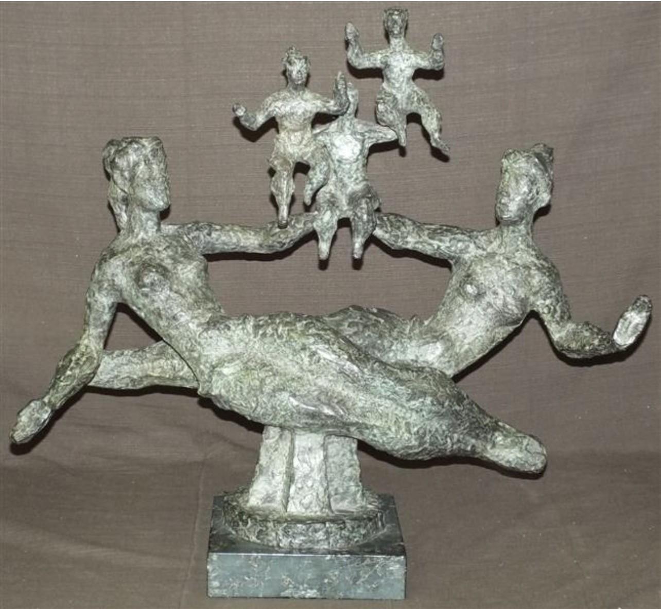 Chaim Gross Figurative Sculpture - The Family