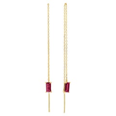 Used Chain 14k Gold Earrings with natural rubies !