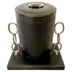 Vintage Chain and Leather Tobacco Jar, 1960s Italy