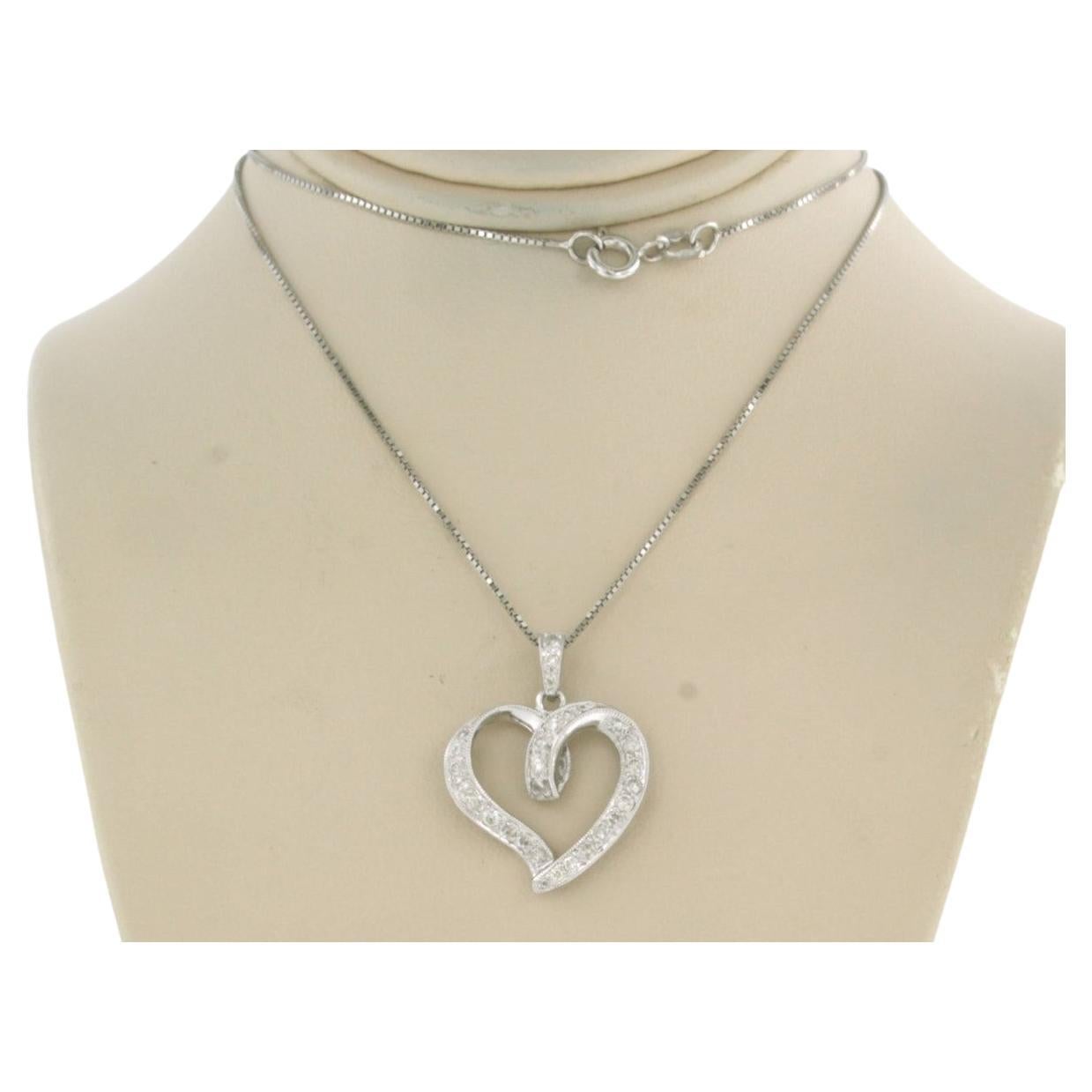 chain and pendant set with diamonds 14k and 18k white gold For Sale at