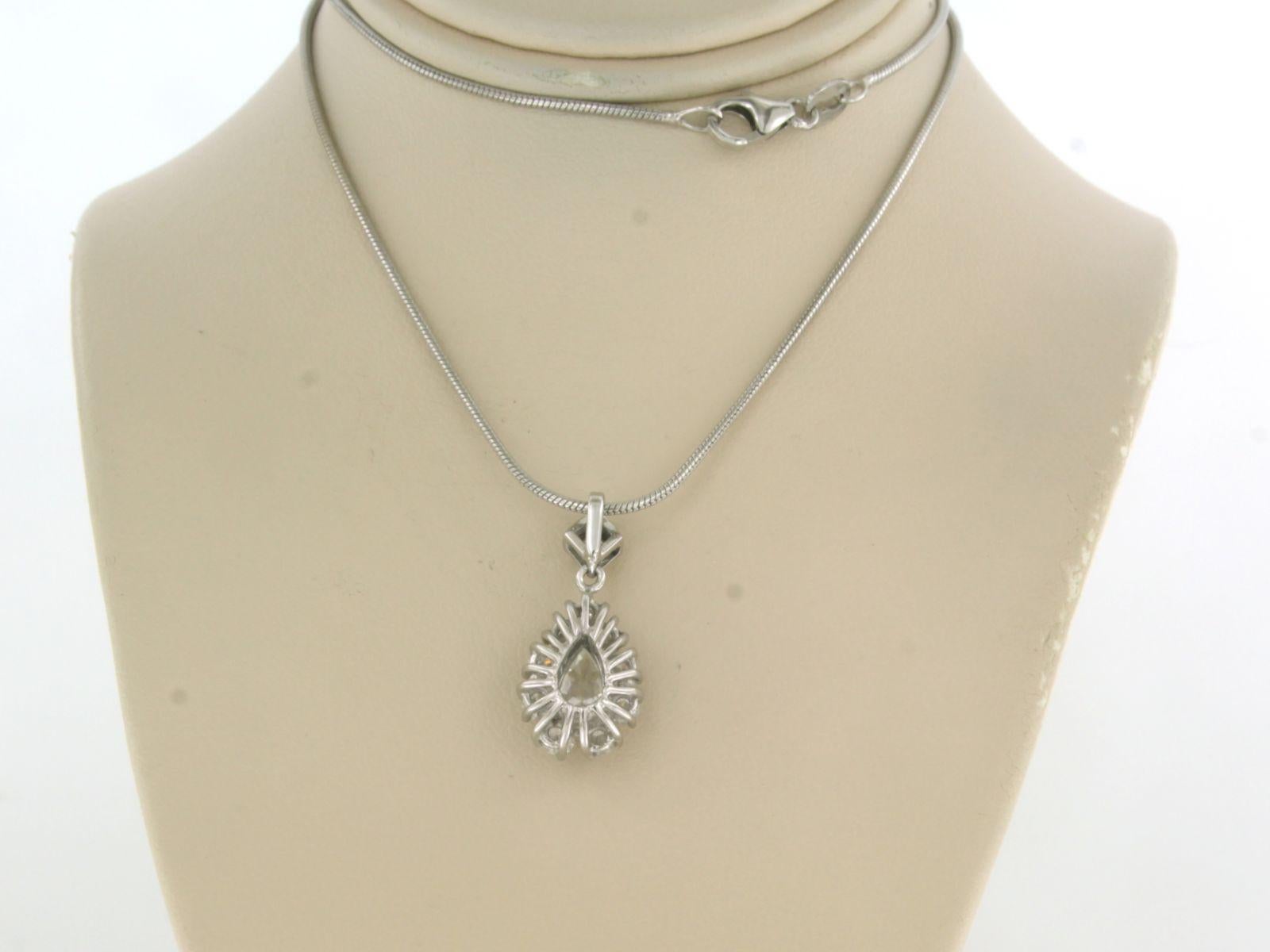 Women's Chain and pendant set with diamonds 14k white gold For Sale