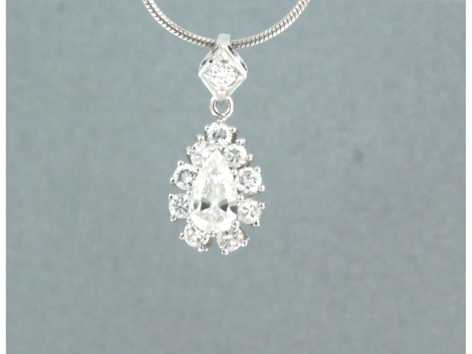 Chain and pendant set with diamonds 14k white gold For Sale 1