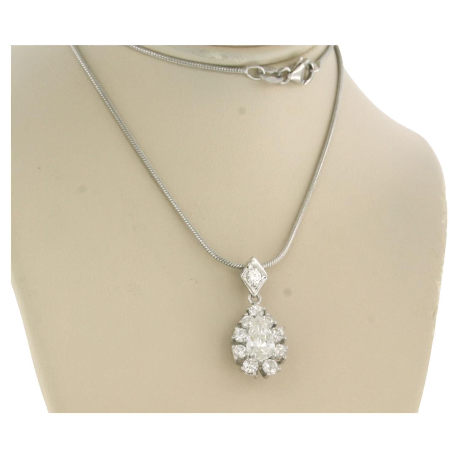 Chain with pendant set with Diamonds 14k and 18k white gold For Sale at ...