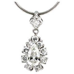 Chain and pendant set with diamonds 14k white gold