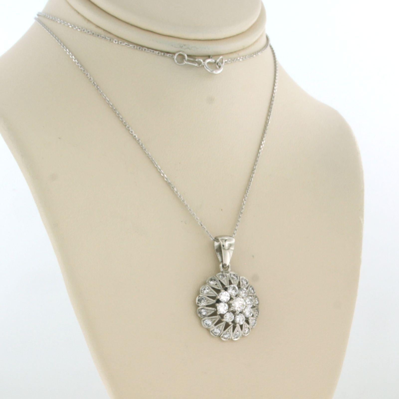 Retro Chain and pendant set with diamonds 18k white gold For Sale