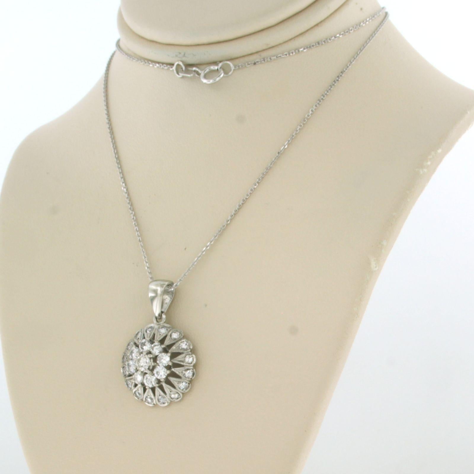 Chain and pendant set with diamonds 18k white gold In Good Condition For Sale In The Hague, ZH