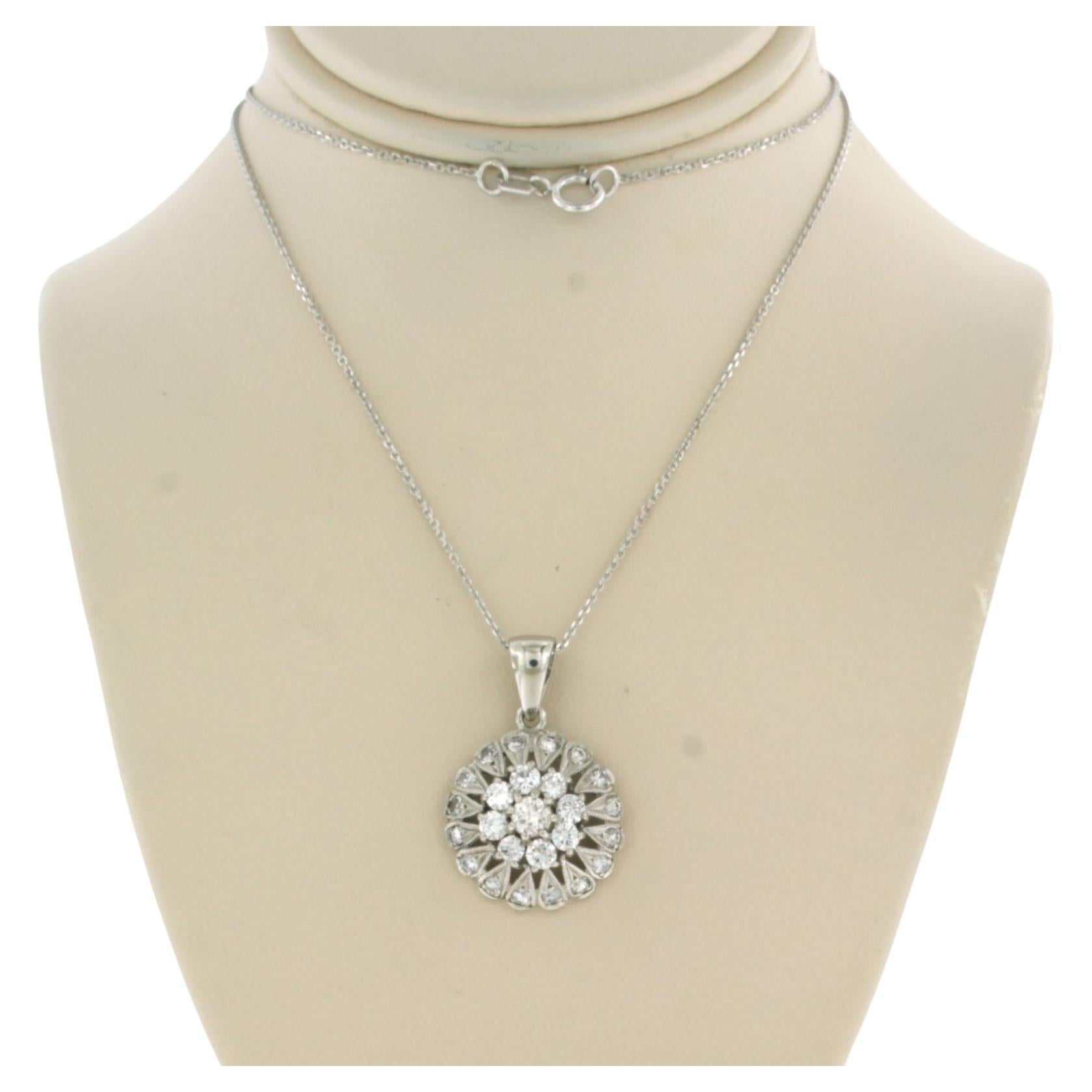 Chain and pendant set with diamonds 18k white gold For Sale