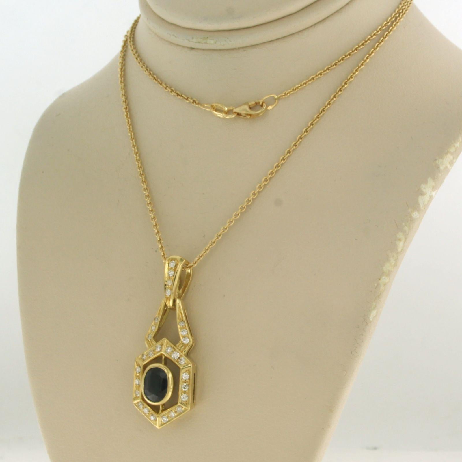 Single Cut Chain and pendant set with Sapphire up to 0.70ct and diamonds 18k yellow gold For Sale