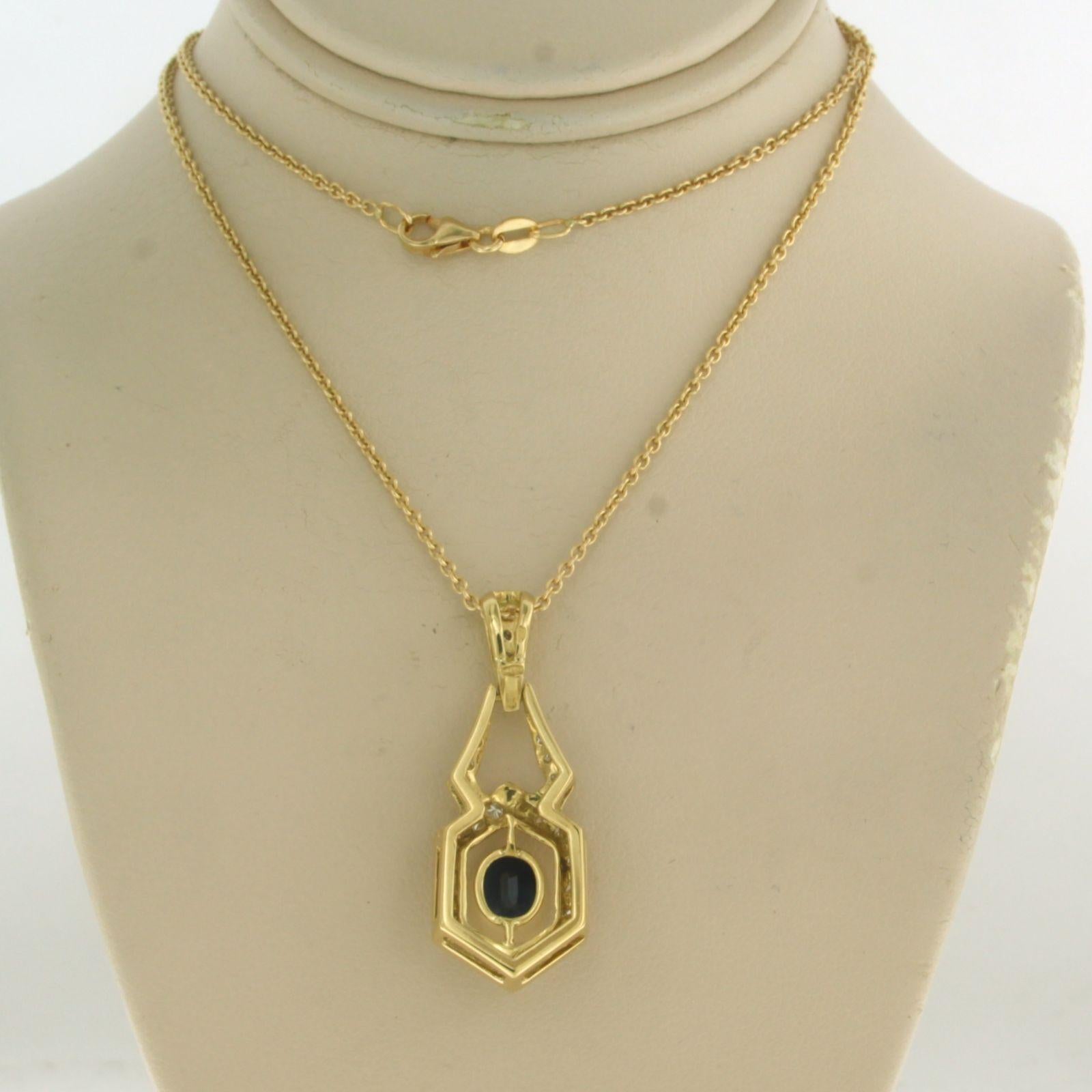 Women's Chain and pendant set with Sapphire up to 0.70ct and diamonds 18k yellow gold For Sale