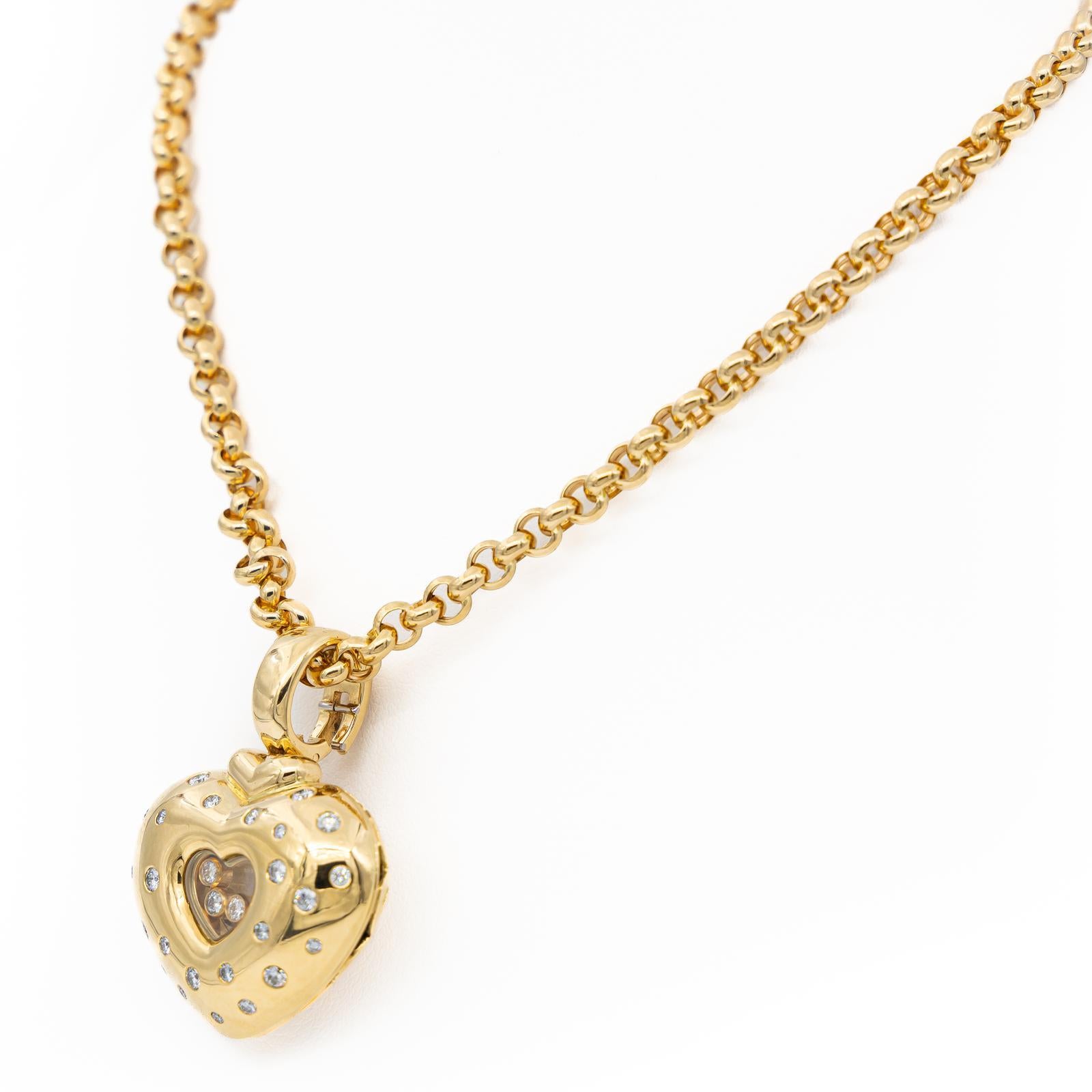 Brilliant Cut Chain and Pendant Signed by Chopard in Yellow Gold 750 Thousandths '18 Carats' For Sale