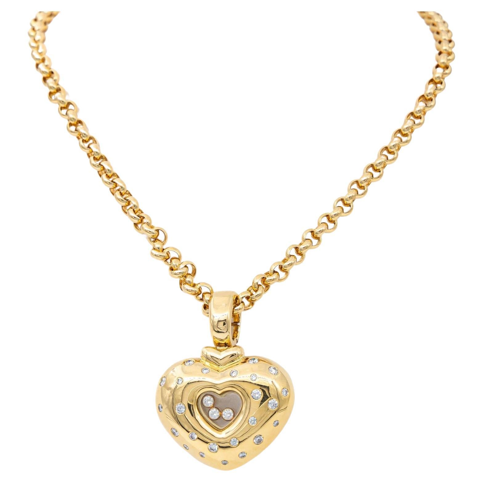 Chain and Pendant Signed by Chopard in Yellow Gold 750 Thousandths '18 Carats' For Sale