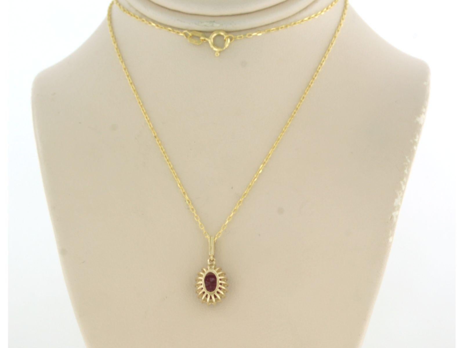 chain and pendant wit ruby and diamonds 14k yellow gold For Sale at 1stDibs