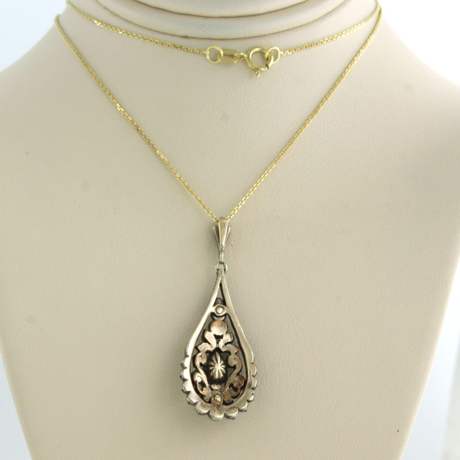 chain and pendant with diamonds 14k gold and 835 silver  For Sale 1