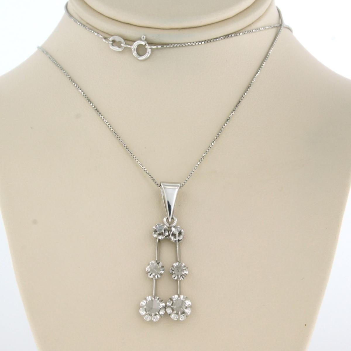 Art Deco Chain and Pendant with diamonds 18k white gold For Sale