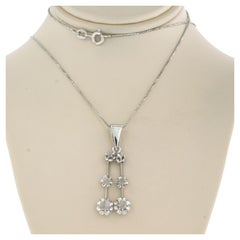 Chain and Pendant with diamonds 18k white gold