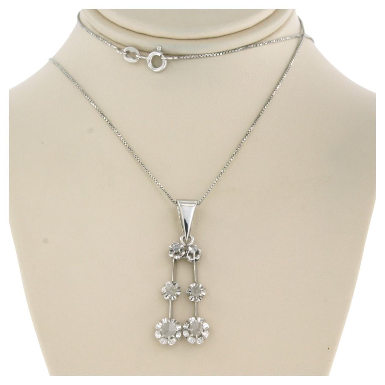 Chain and Pendant with diamonds 18k white gold For Sale