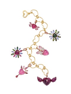 Chain Bracelet 18 Karat Yellow Gold with Hearts