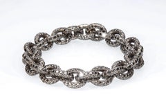 Bracciale a catena con 33,50 carati di diamanti neri. Pezzo singolo. Fatto a mano
