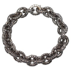 Pulsera de cadena con 33,50 qt de diamantes negros. Pieza única. Hecho a mano