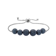 Bracciale a catena con sfere di diamanti blu micro pave con perline