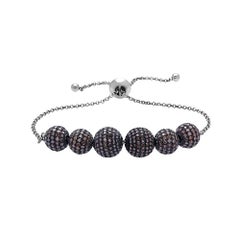 Bracciale a catena con sfere di diamanti rossi micropave in perline