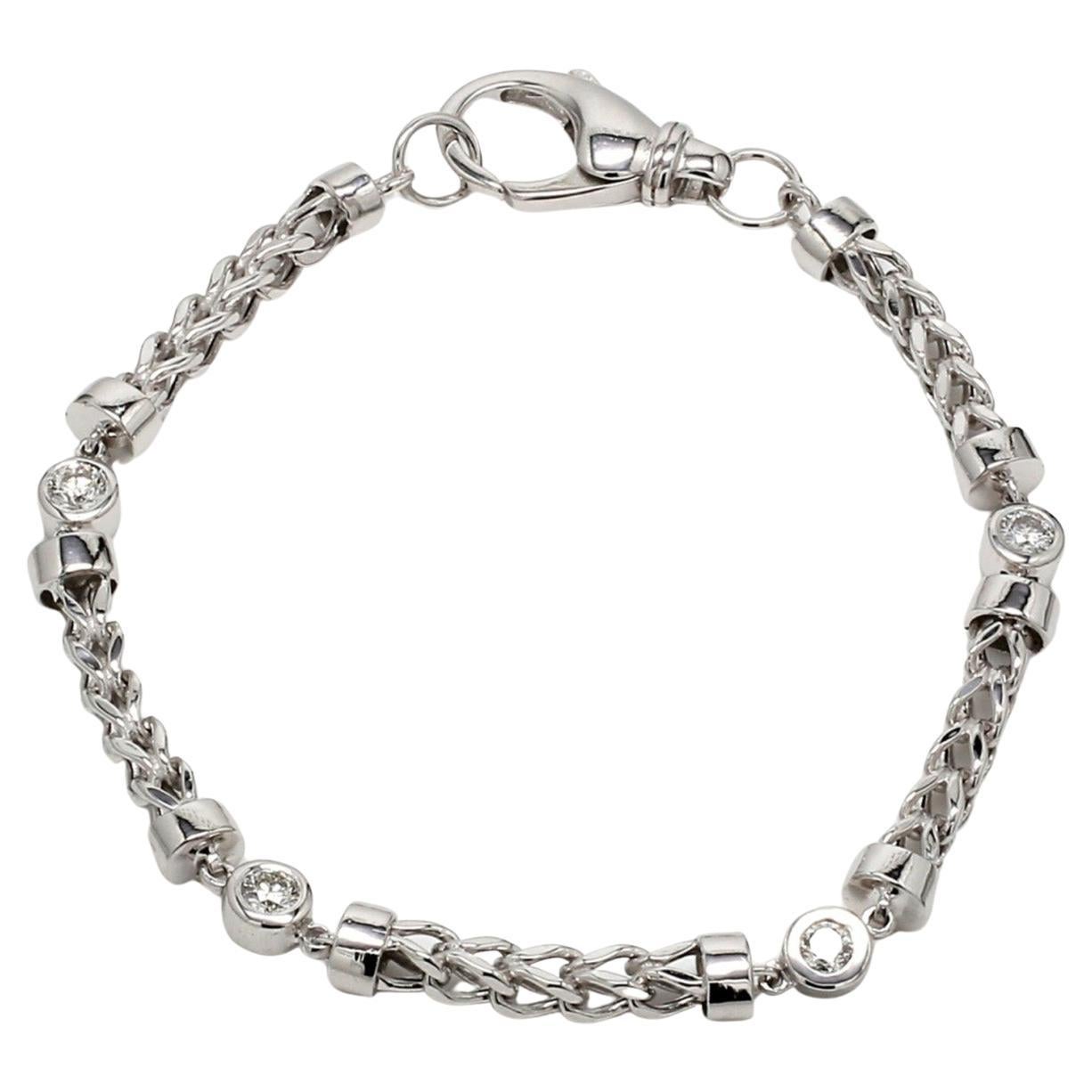 Chain Bracelet with Round Diamonds. D0.80ct.t.w. For Sale