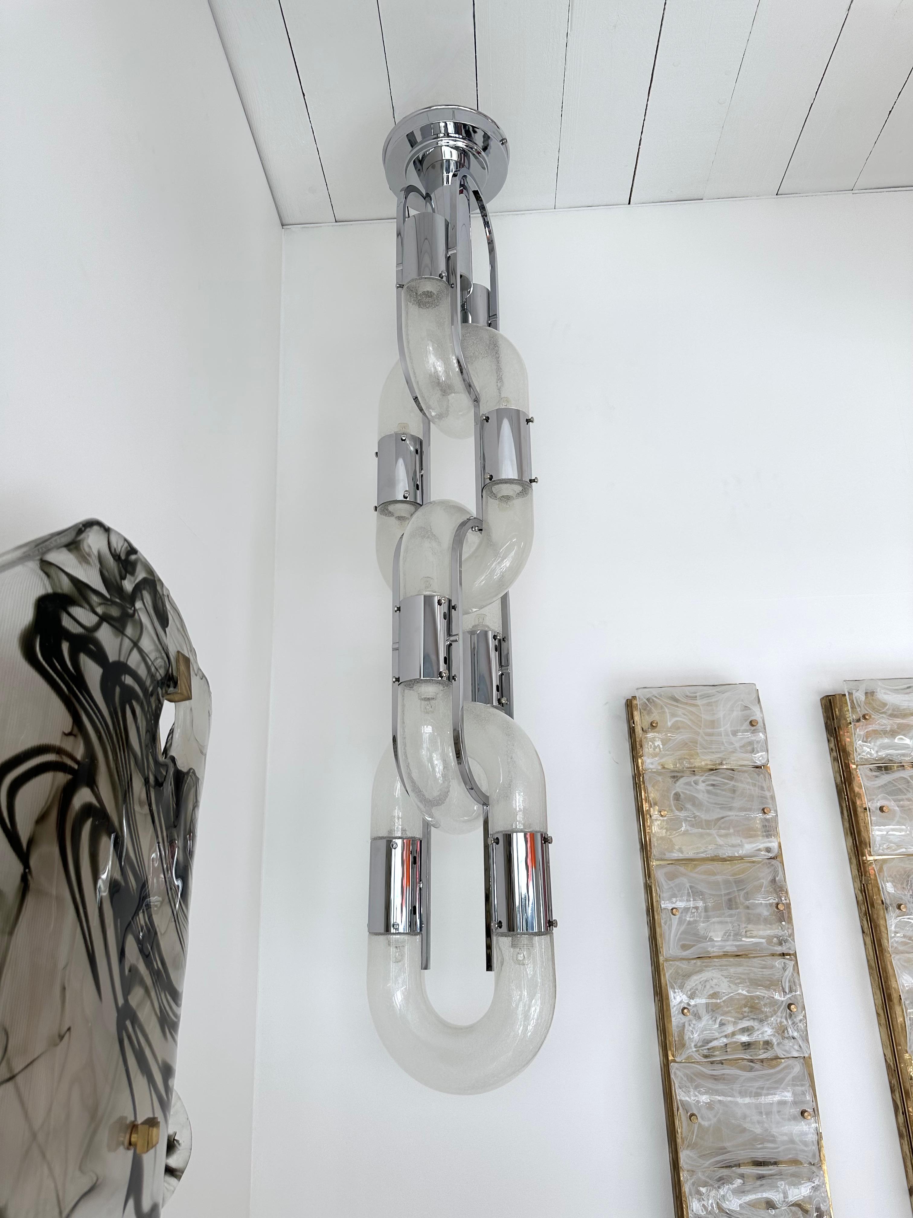 Kronleuchter Murano Glas und Metall von Aldo Nason für Mazzega, Italien, 1970er Jahre im Angebot 5