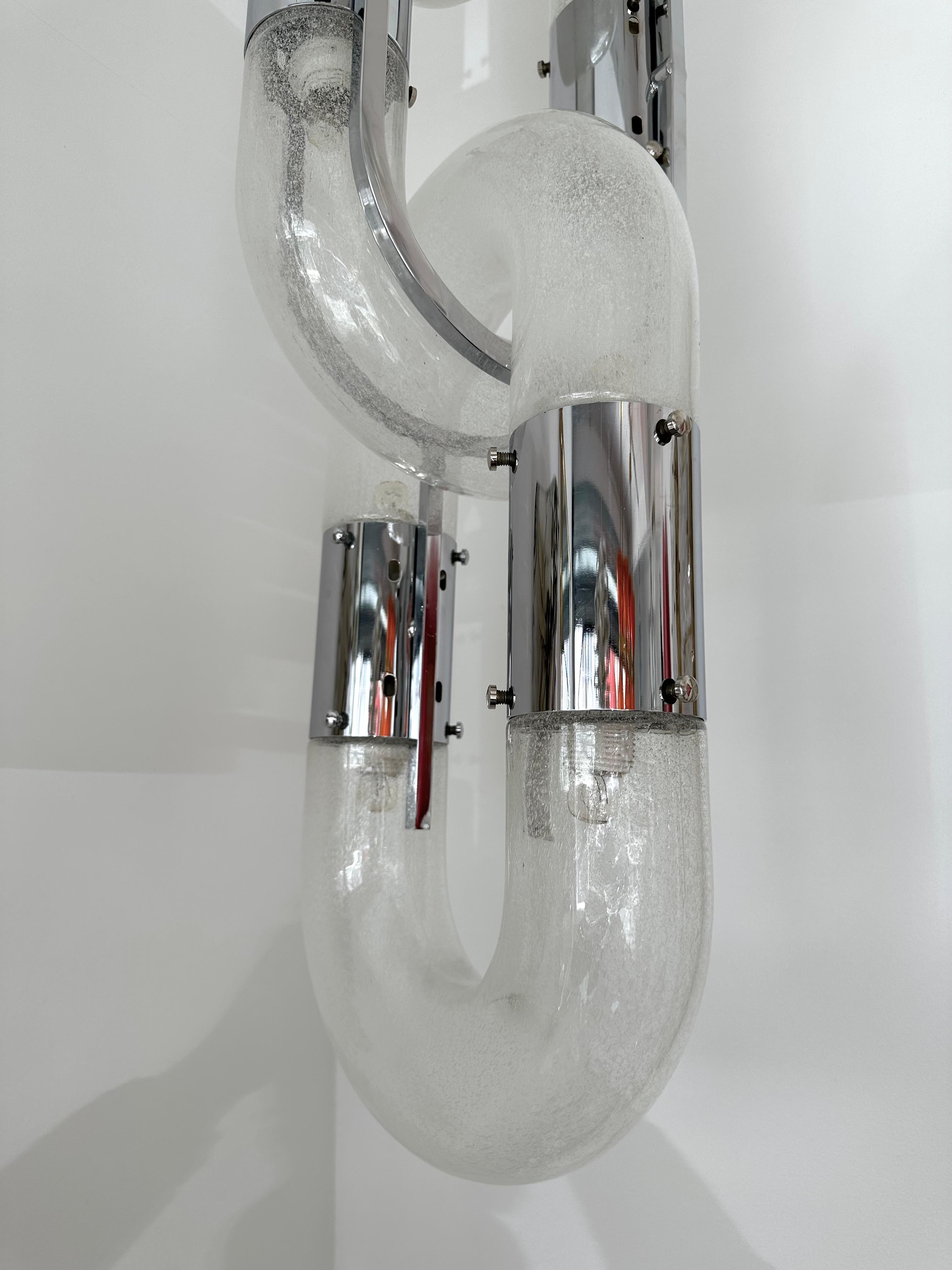 Kronleuchter Murano Glas und Metall von Aldo Nason für Mazzega, Italien, 1970er Jahre (Space Age) im Angebot