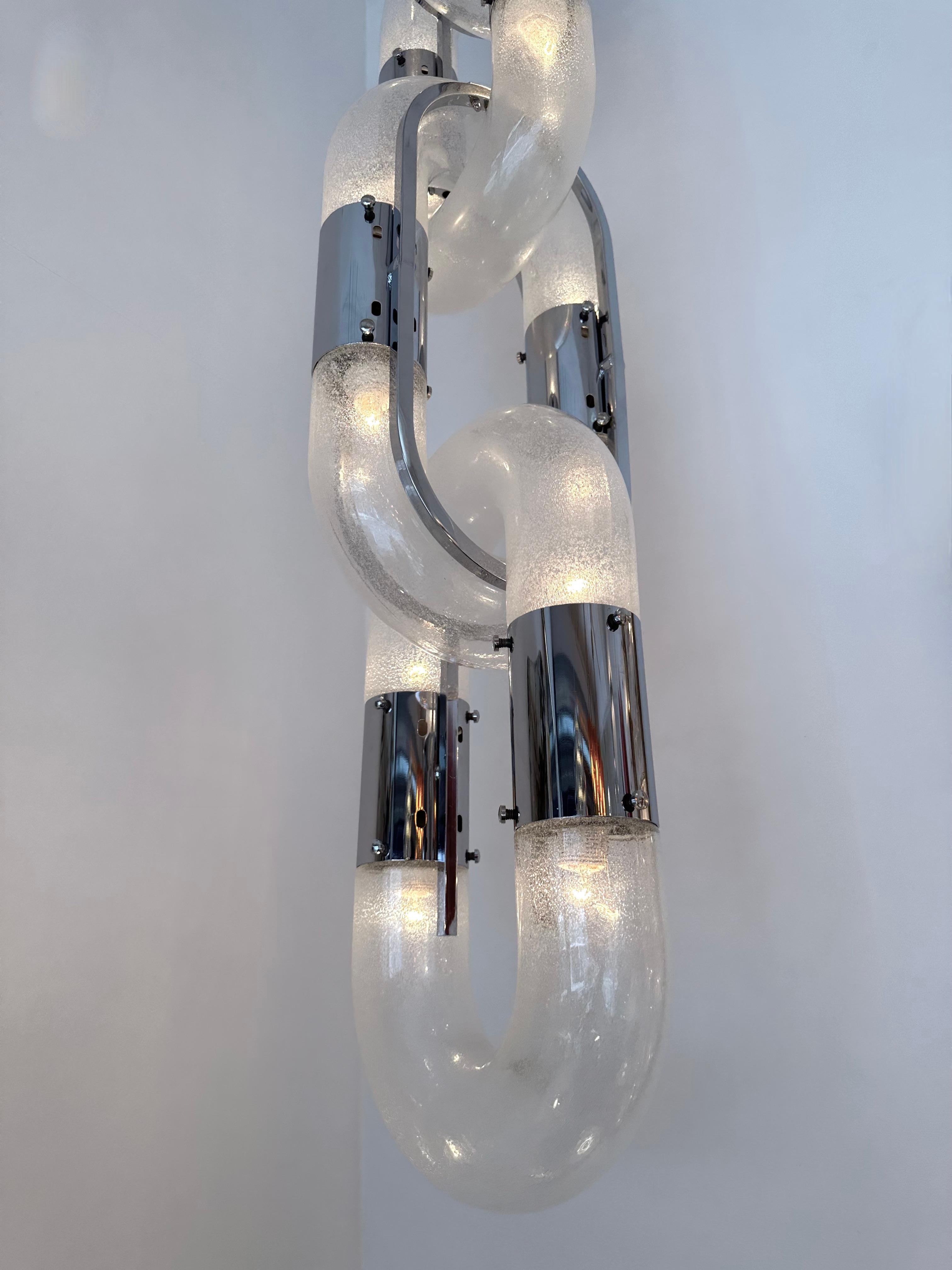 Chandelier Murano Glass and Metal by Aldo Nason for Mazzega, Italy, 1970s In Good Condition For Sale In SAINT-OUEN, FR