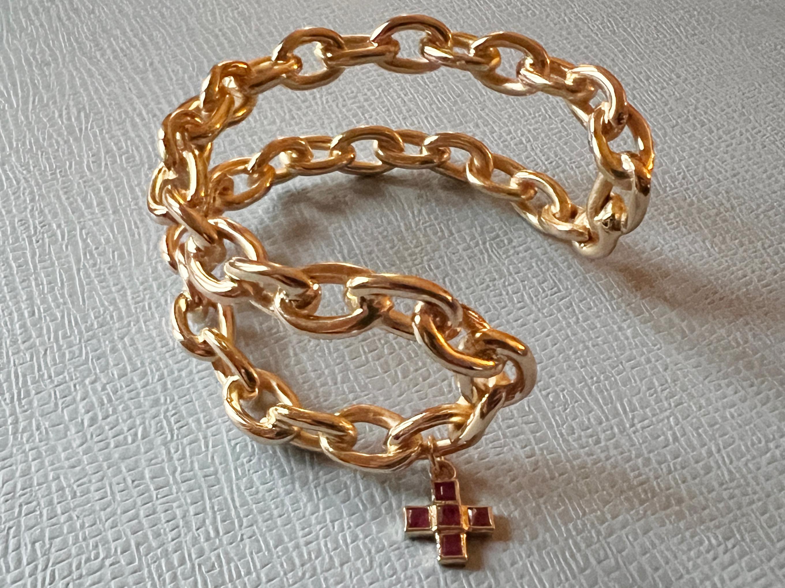 Bracciale a catena con croce di rubino In condizioni Nuovo in vendita a Los Angeles, CA