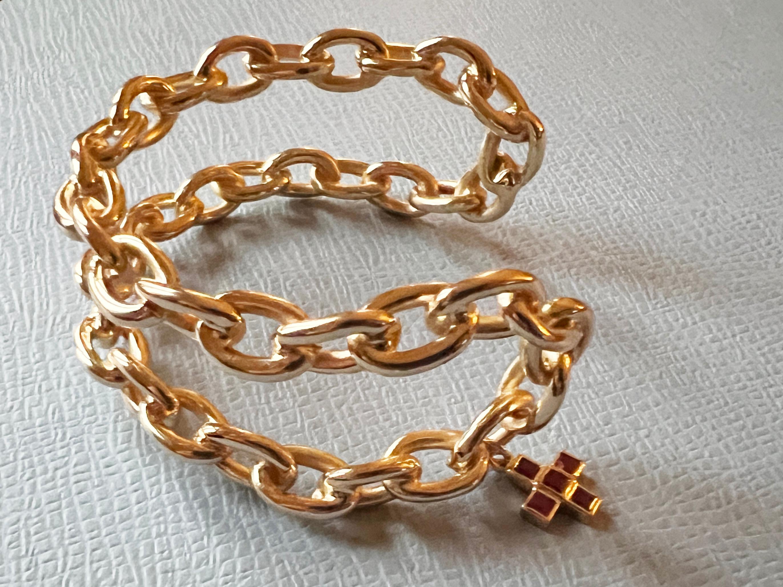 Bracciale a catena con croce di rubino in vendita 1