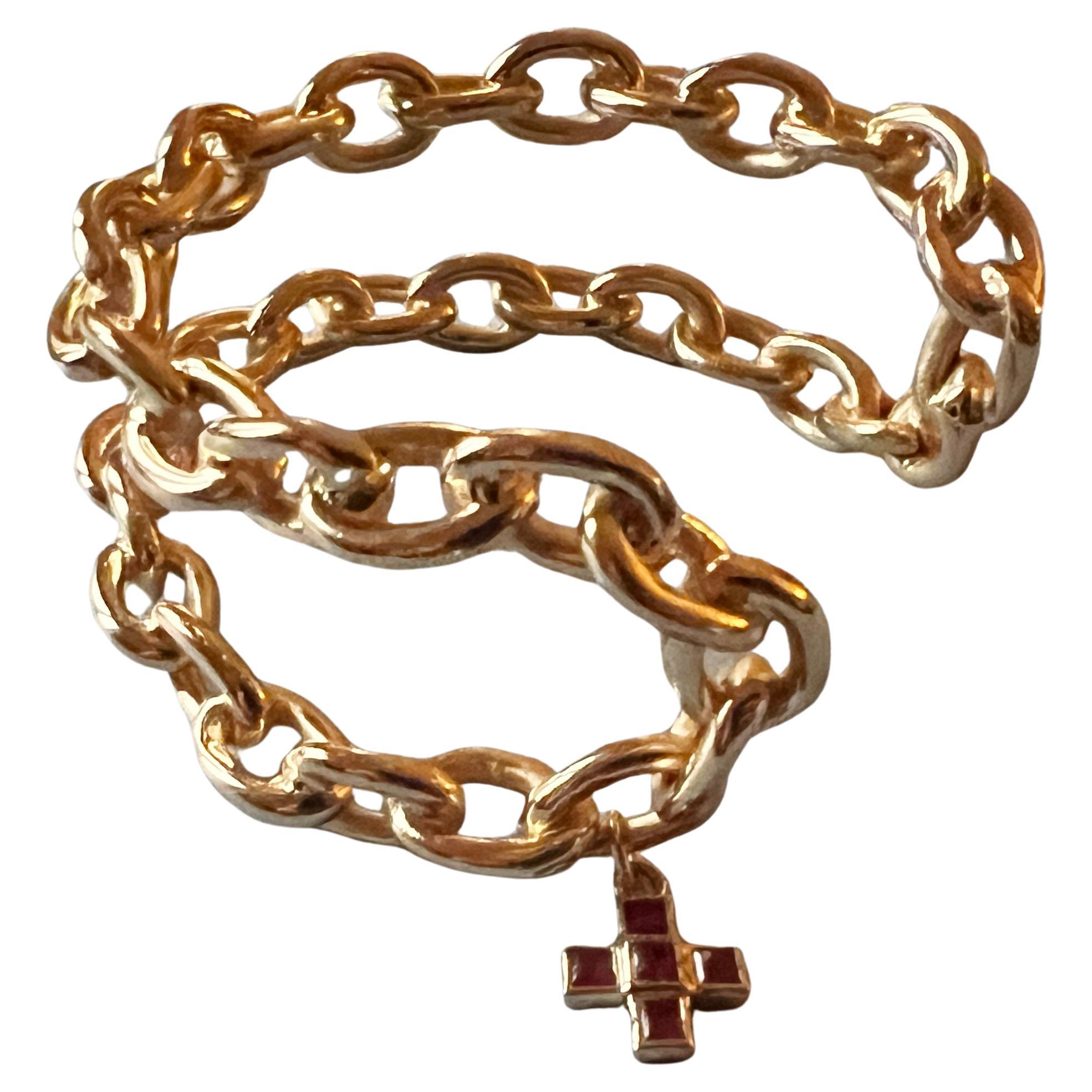 Chain Cuff Bangle Ruby Cross