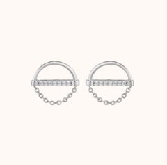 Chain Design Moissanite Earrings 925 Sterling Silver Unique Anniversary Gift.