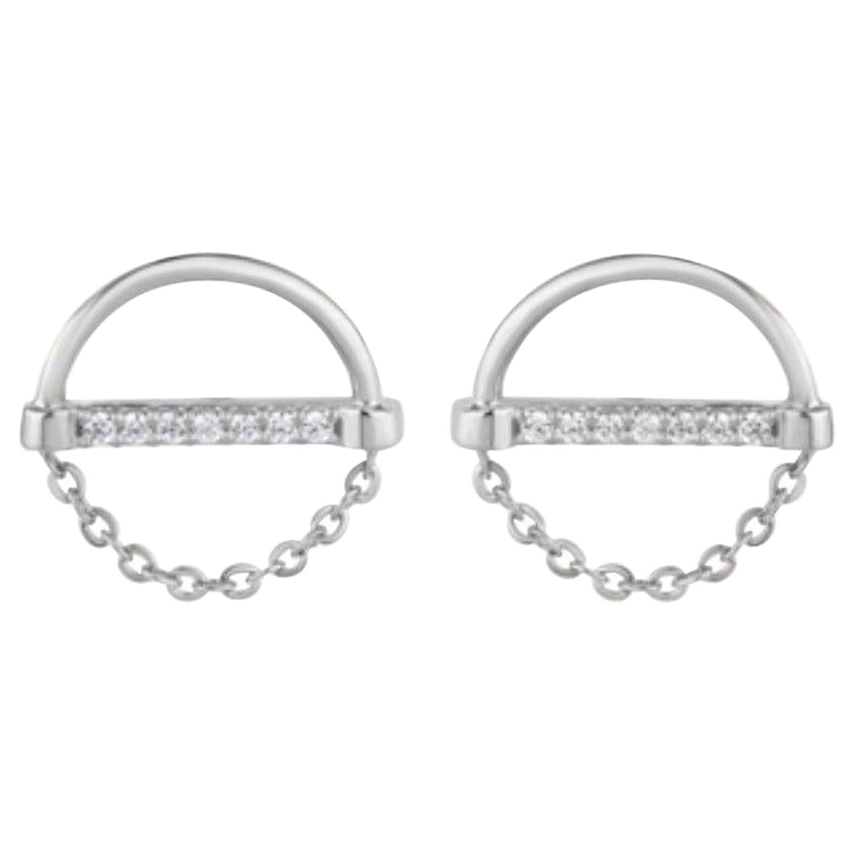 Chain Design Moissanite Earrings 925 Sterling Silver Unique Anniversary Gift.