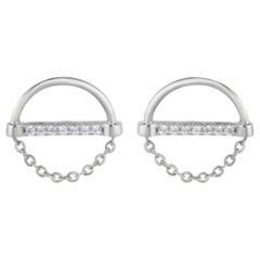 Chain Design Moissanite Earrings 925 Sterling Silver Unique Anniversary Gift.