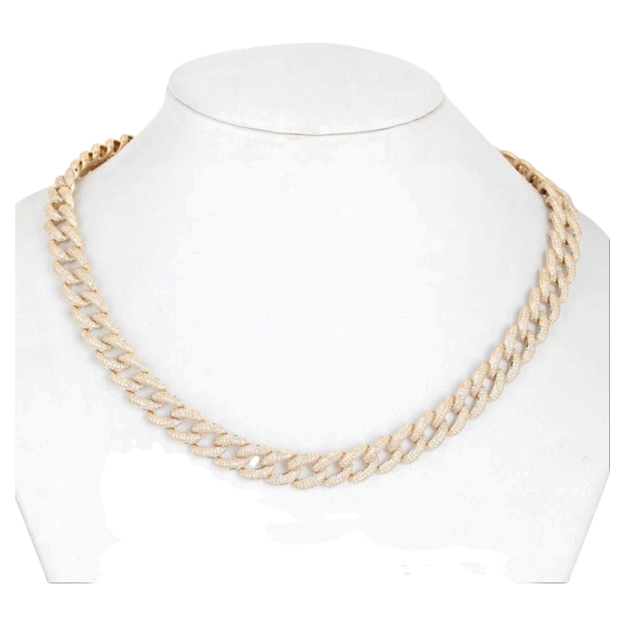 Collier à maillons en or jaune 14 carats avec un diamant de 9,32 carats
