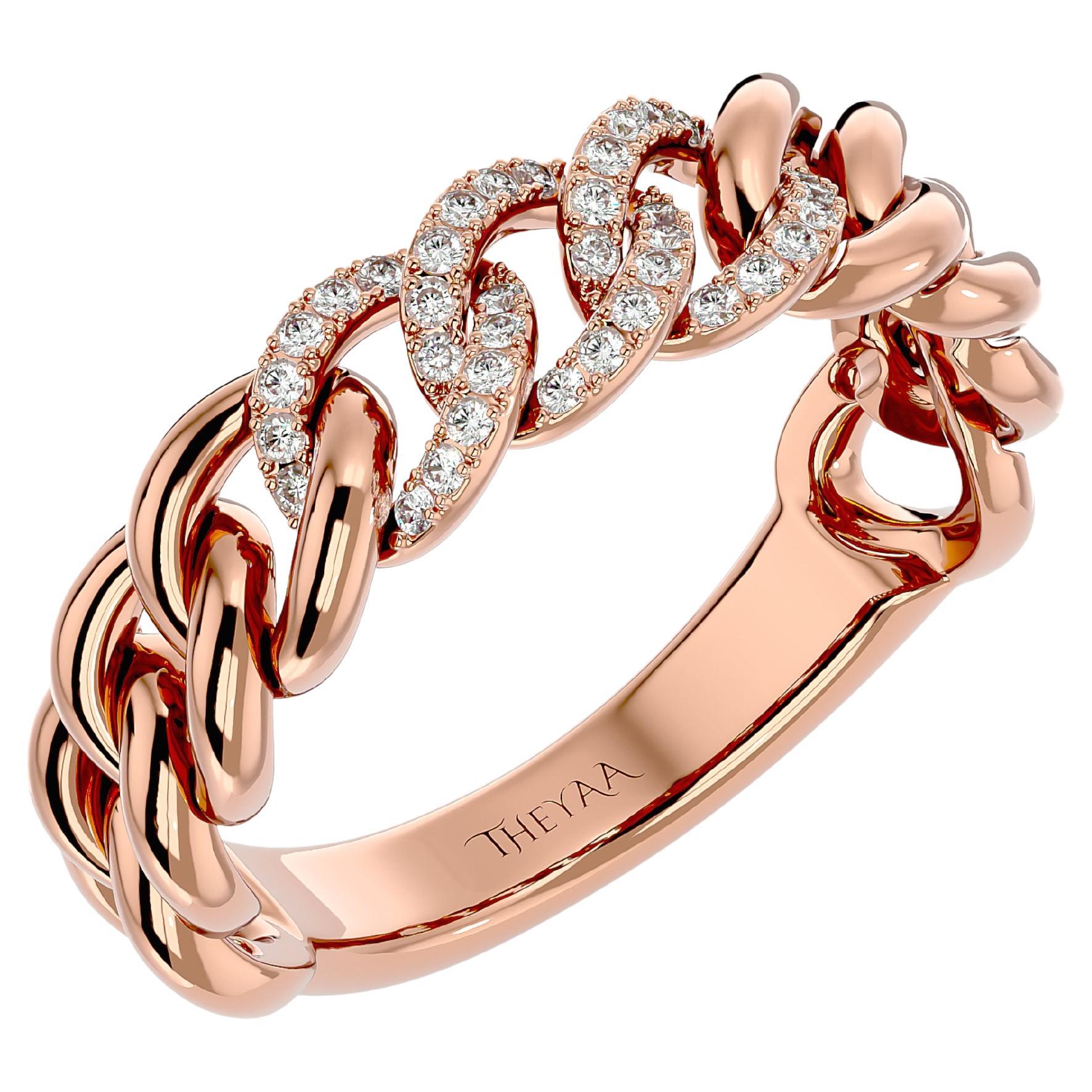 Chain Diamond Ring in 18 Karat Gold For Sale