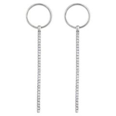 Chain Drop Moissanite Earring 925 Sterling Silver Circular Stud Earrings For Her