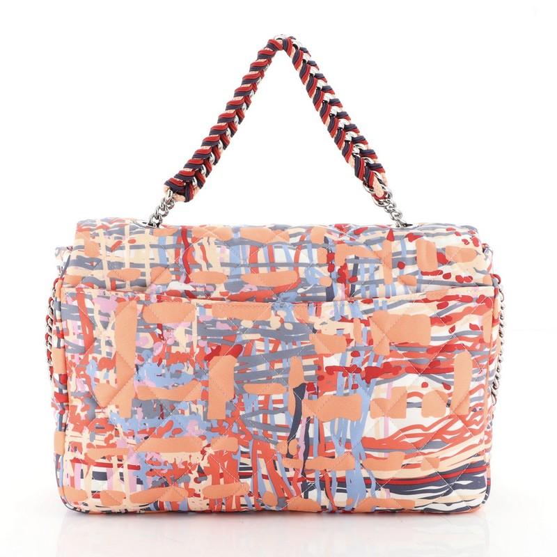 Chain Flap Bag Quilted Printed Foulard Small In Good Condition In NY, NY