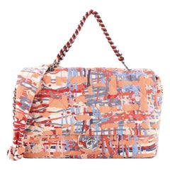 Chain Flap Bag Quilted Printed Foulard Small