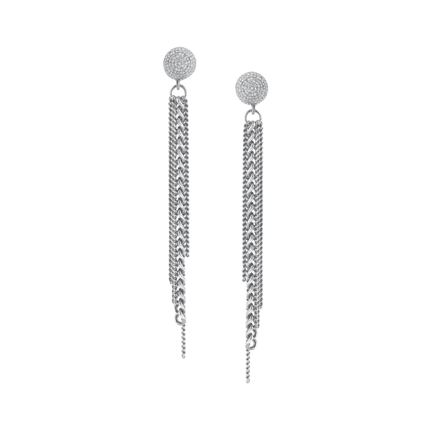 Chain Fringe and Diamond Earrings