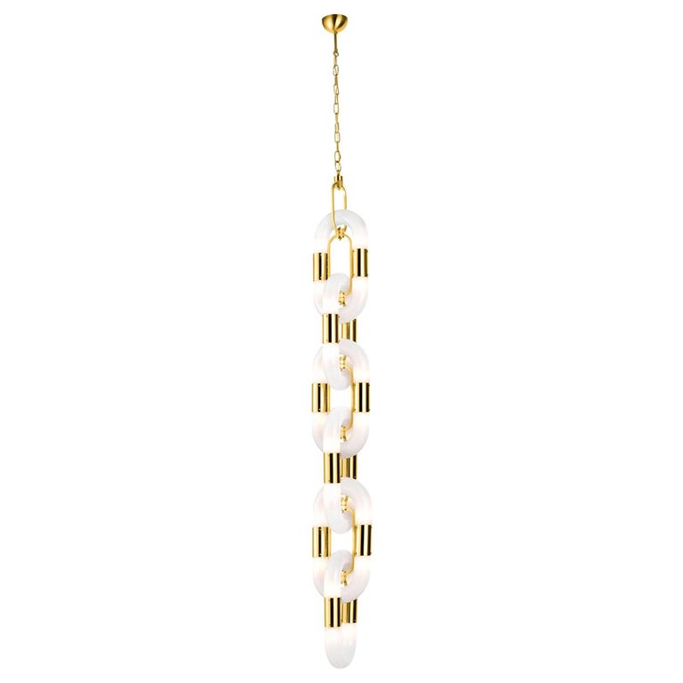 Chain Gold 6 Links Pendant Lamp For Sale at 1stdibs