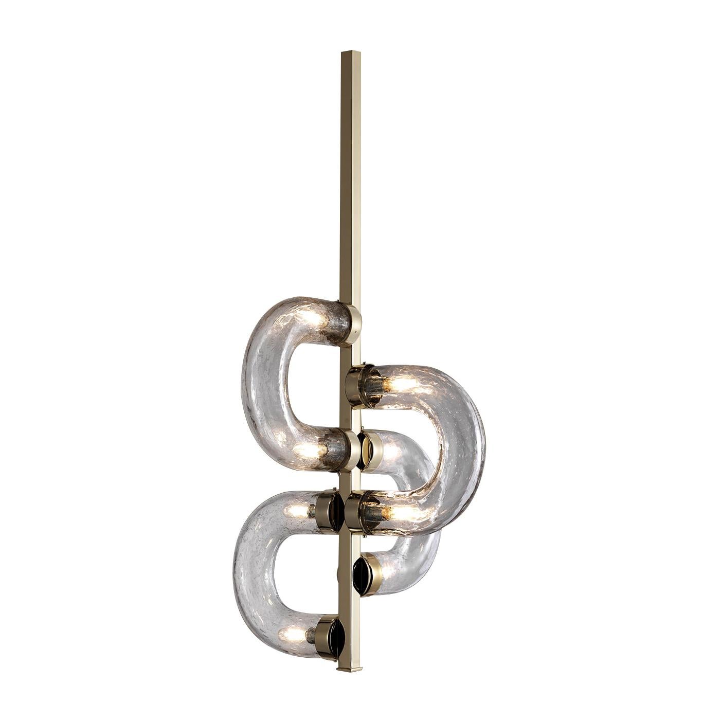 Chain Gold Alternated Links Pendant Lamp For Sale
