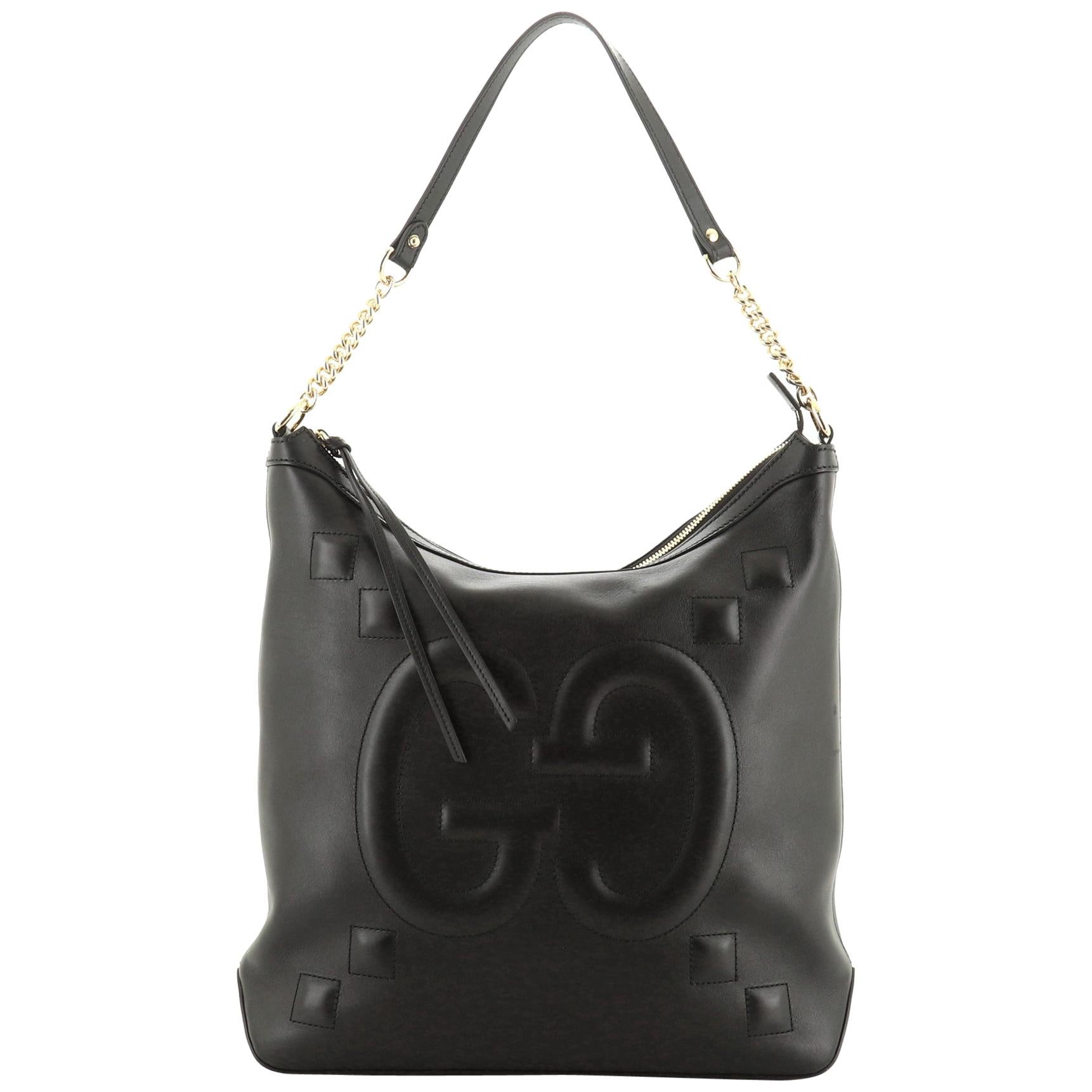 Chain Hobo GucciGhost Embossed Leather Large