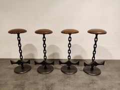 Chain Link Brutalist Bar Stools, 1970s
